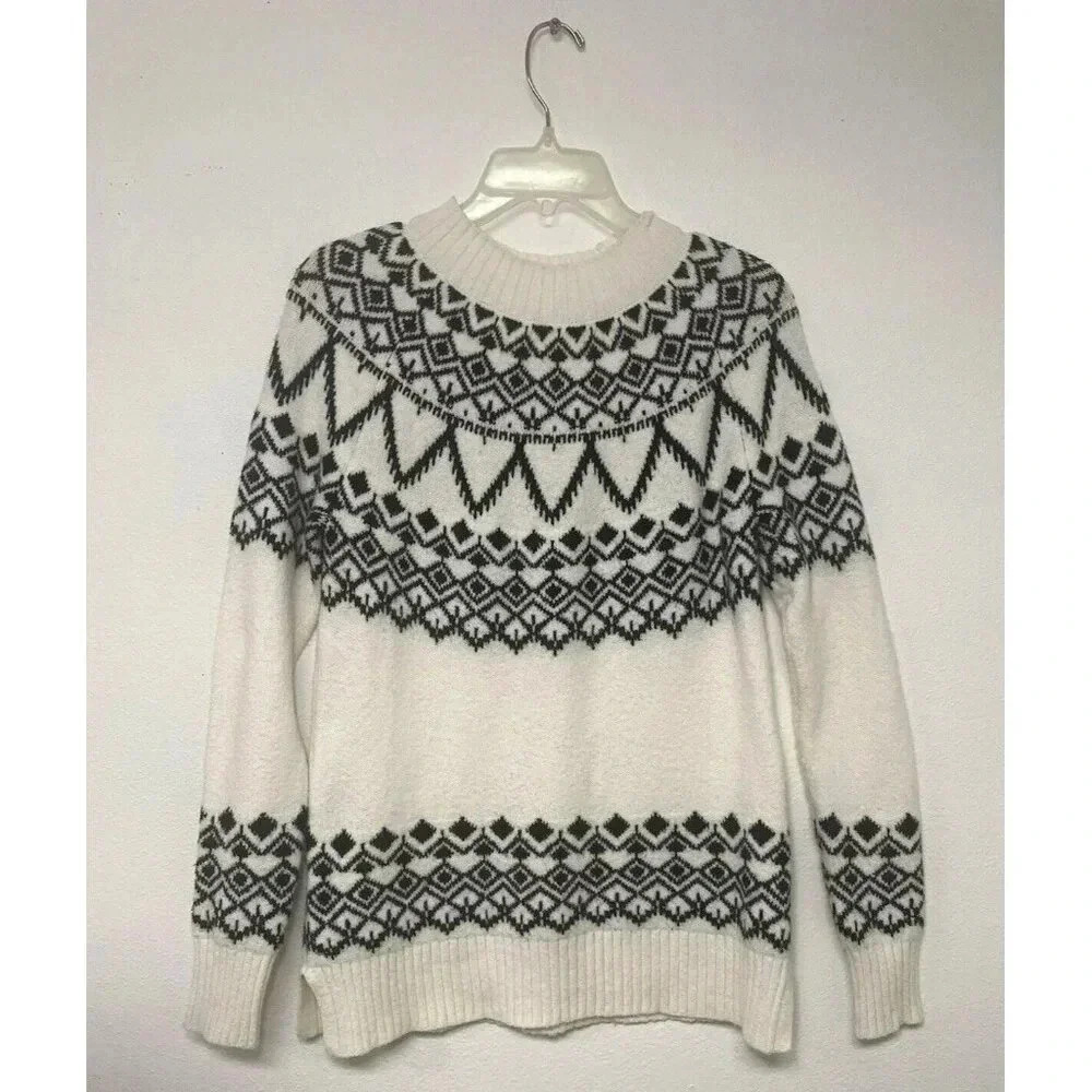 Loft Women's Black and White Sweater Size XS Mock Neck